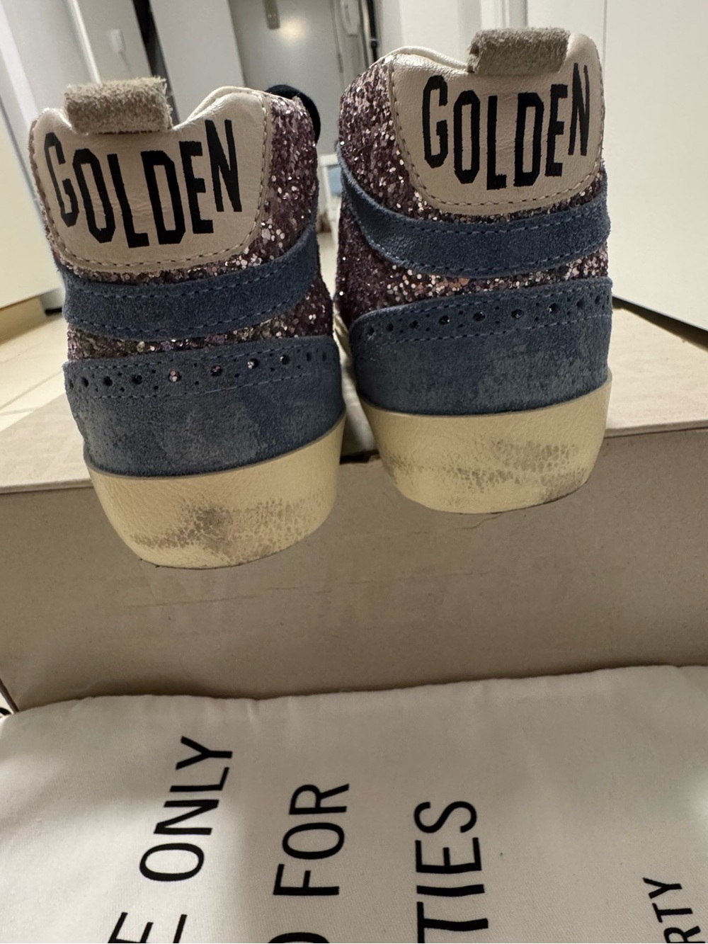 Golden Goose Mid-Star Glitter Sneakers in Lilac and Light Blue - Picture 6 of 8